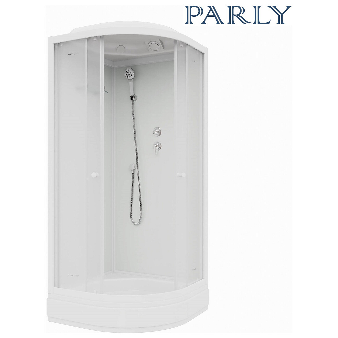 Душевая кабина четверть круга со средним поддоном 85х85 см белая Parly BM86 - изображение 7