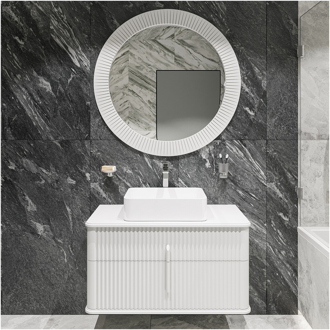 Накладная раковина 37х48 см белая Stworki "Берген" S21414WH - изображение 6