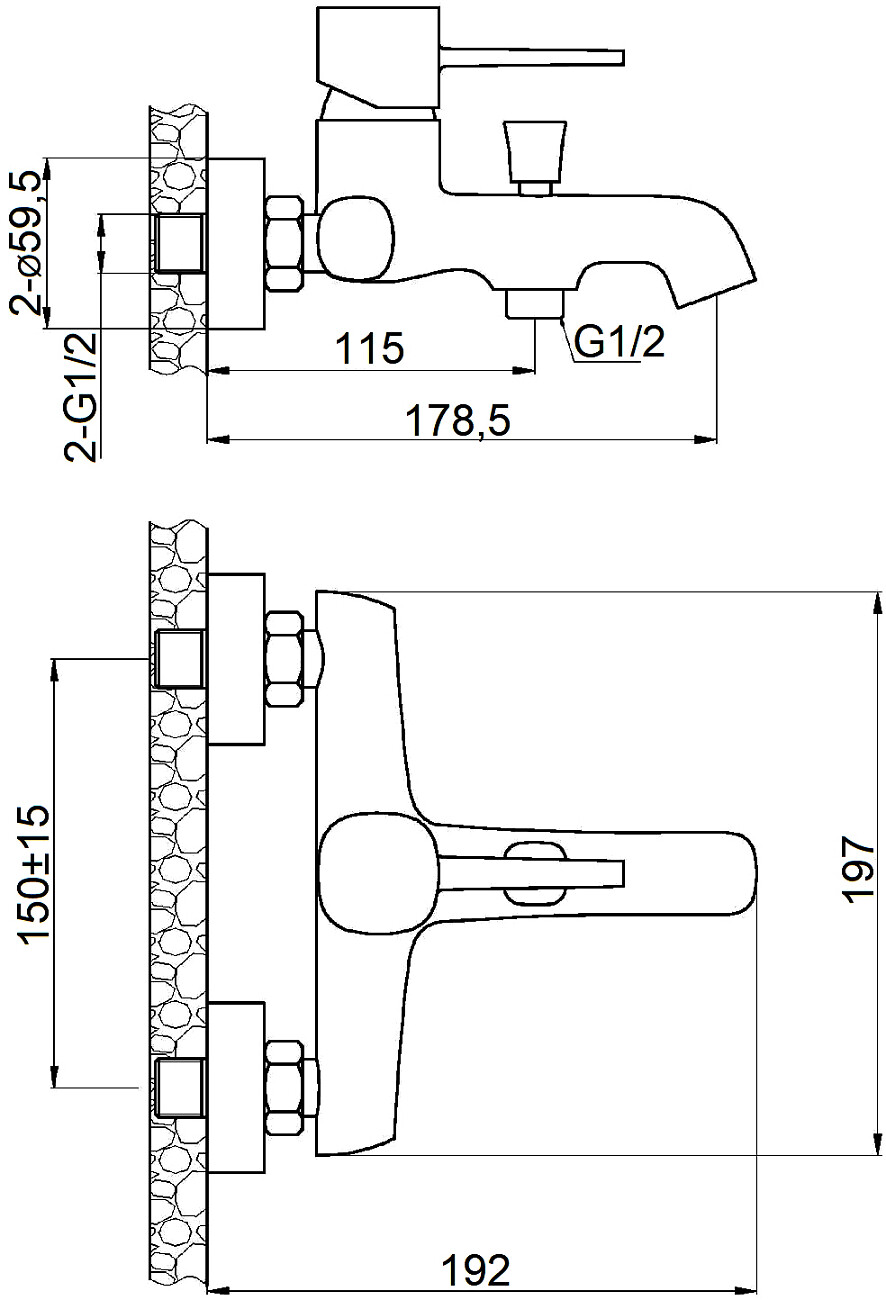 Смеситель для ванны с душем настенный с аэратором хром Stworki "Эстерсунд" ES-03cr - изображение 2