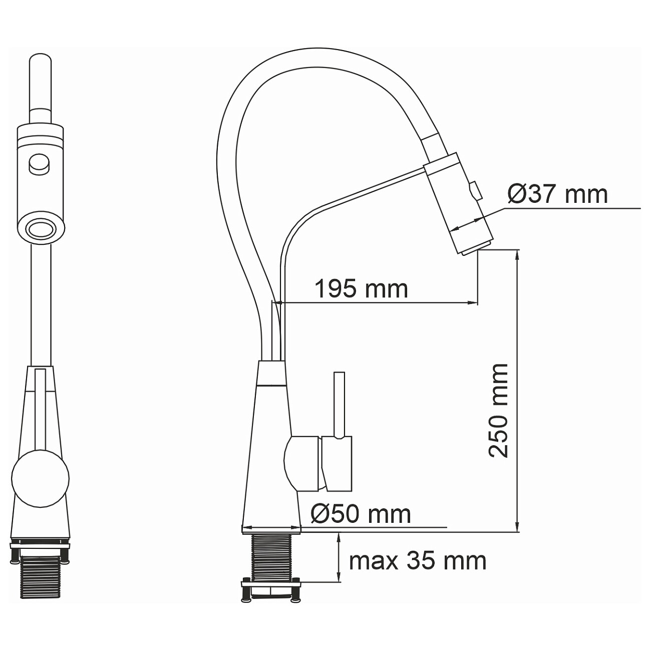 Смеситель для кухни из латуни черный, хром Wasserkraft A8417 - изображение 11