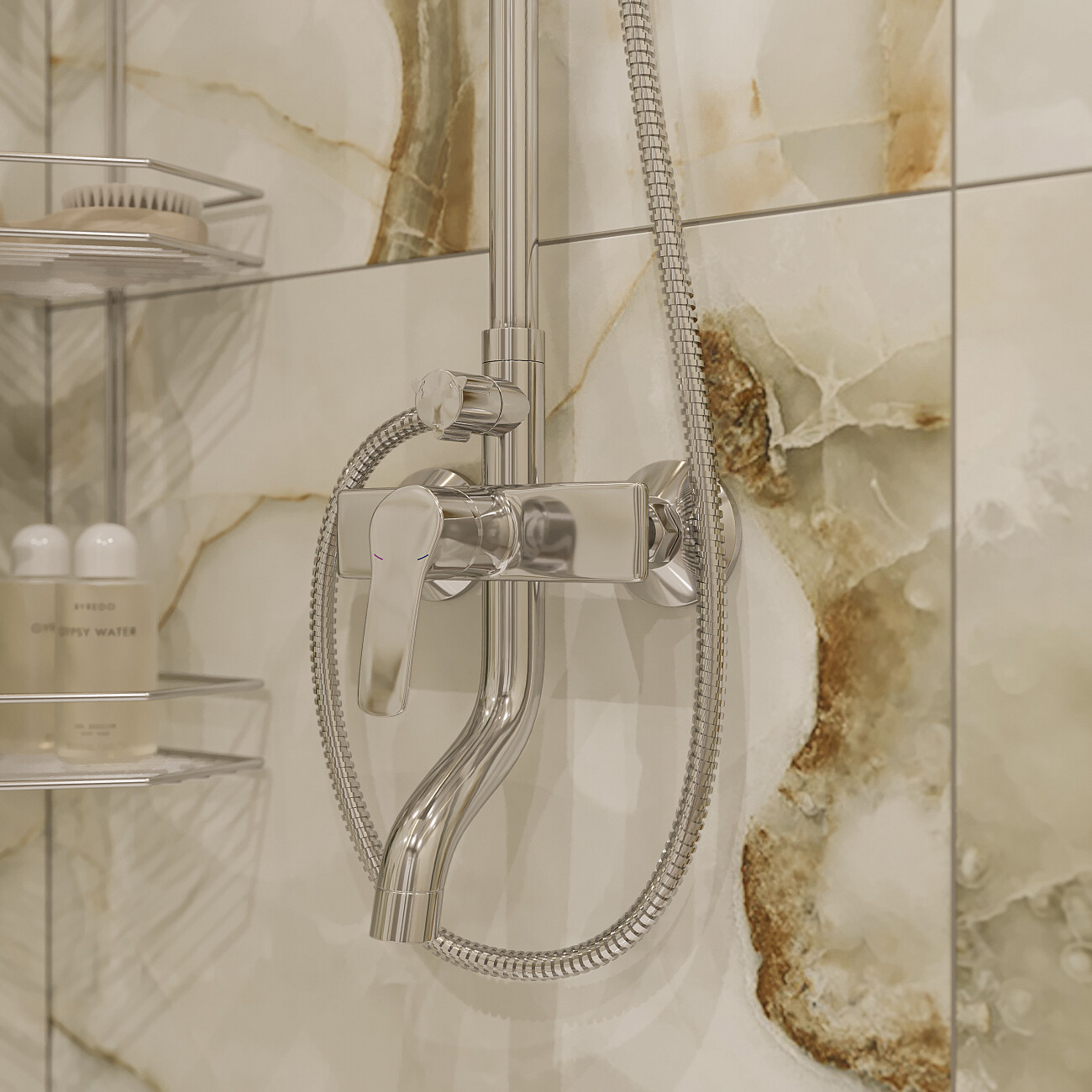 Душевая стойка с верхним душем хром Stworki "Гётеборг" GE-03cr - изображение 8