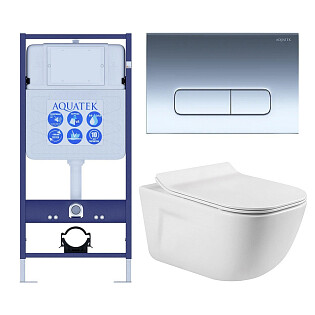 Унитаз Aquatek &quot;Дива&quot; AQ2012-00 с инсталляцией Standard INS-0000012, с кнопкой KDI-0000016