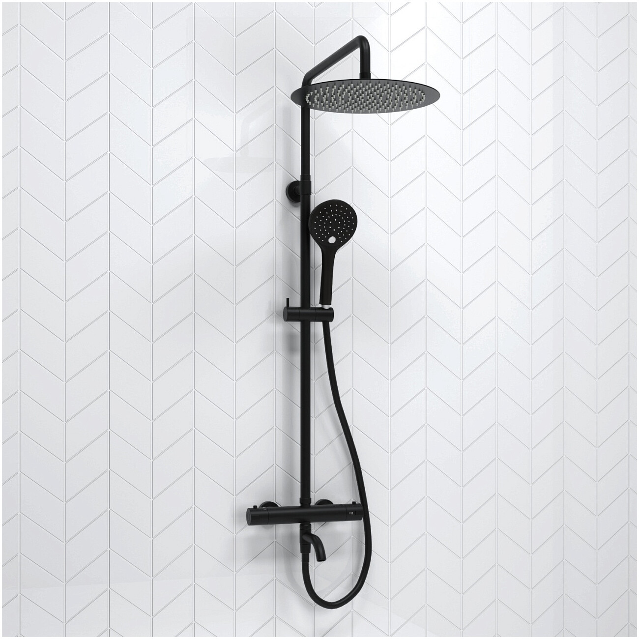 Душевой комплект с верхним душем и лейкой черный Wasserkraft A288.160.078.BM Thermo - изображение 2