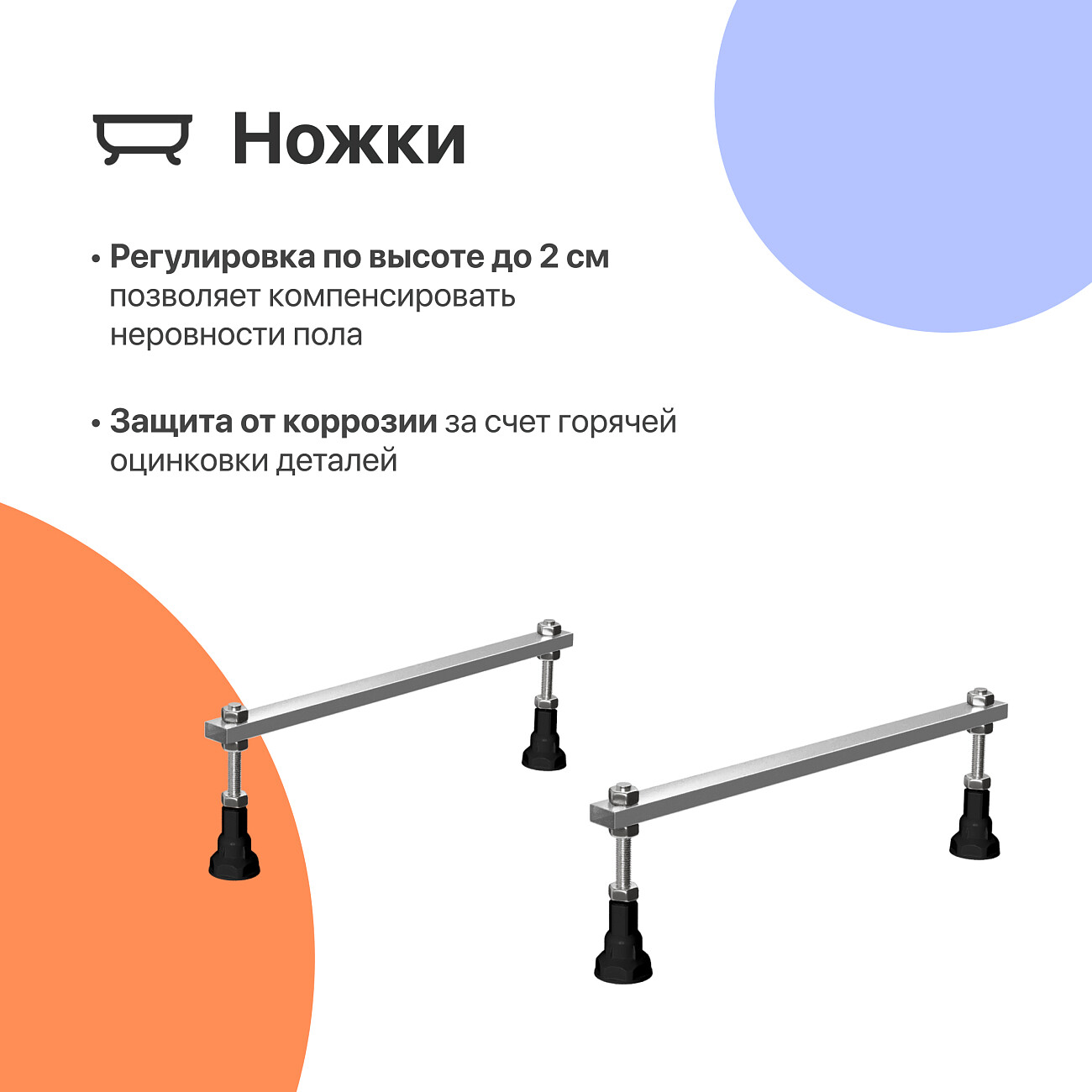 Акриловая ванна с ножками 160x70 см белая Diwo "Переславль" Щ0000052109, Щ0000048583 - изображение 5