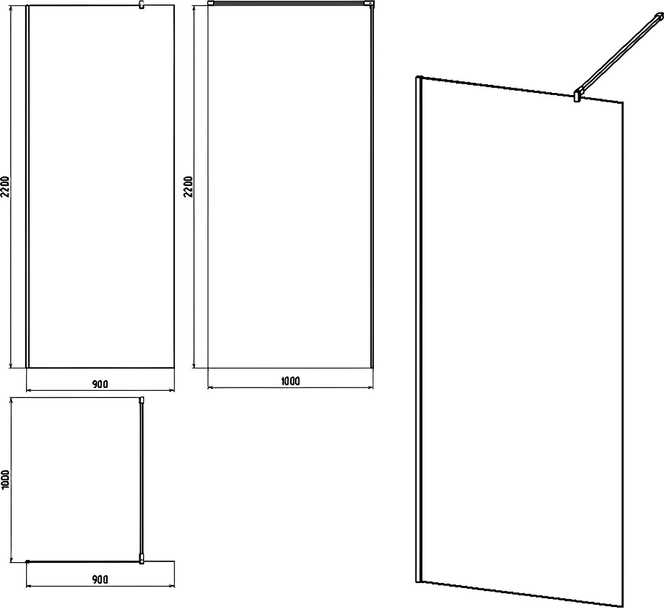 Душевая перегородка стеклянная 90 см прозрачная, золото Stworki "Берген" MV-BE-90-GL - изображение 3