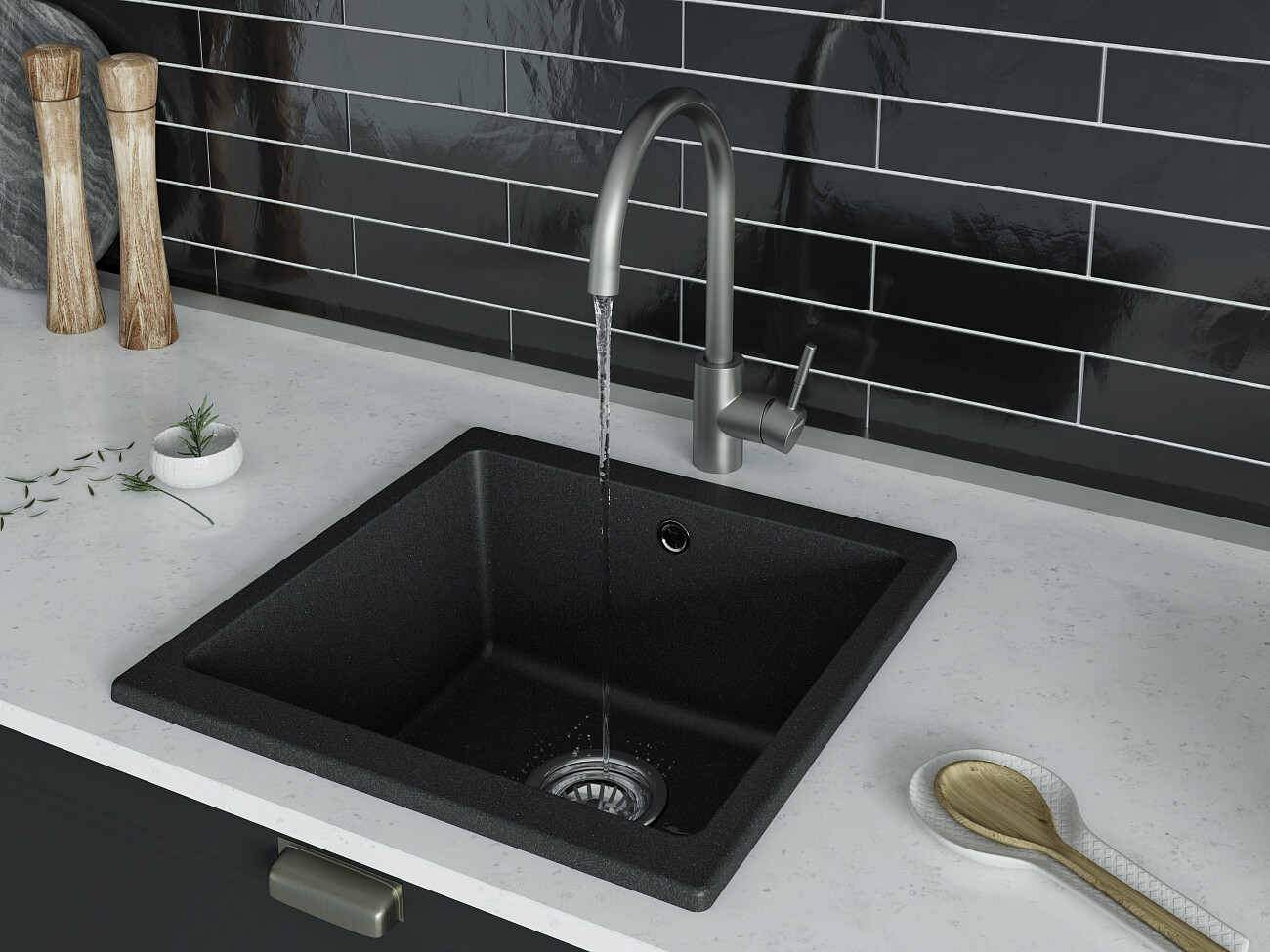 Смеситель для кухни однорычажный со встроенным изливом питьевой воды серый Stworki HSTW07200 - изображение 8