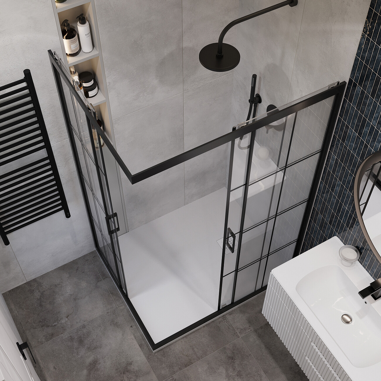 Душевой уголок прямоугольный 90х110 см черный Diwo "Киров" - изображение 5