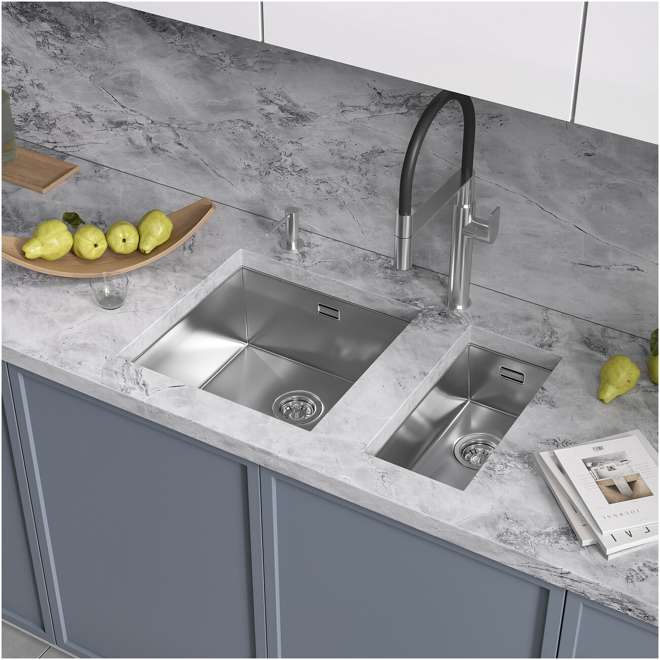 Дополнительная чаша для мойки из нержавеющей стали 44х22 см сталь Reflexion Como RX2022SS - изображение 7