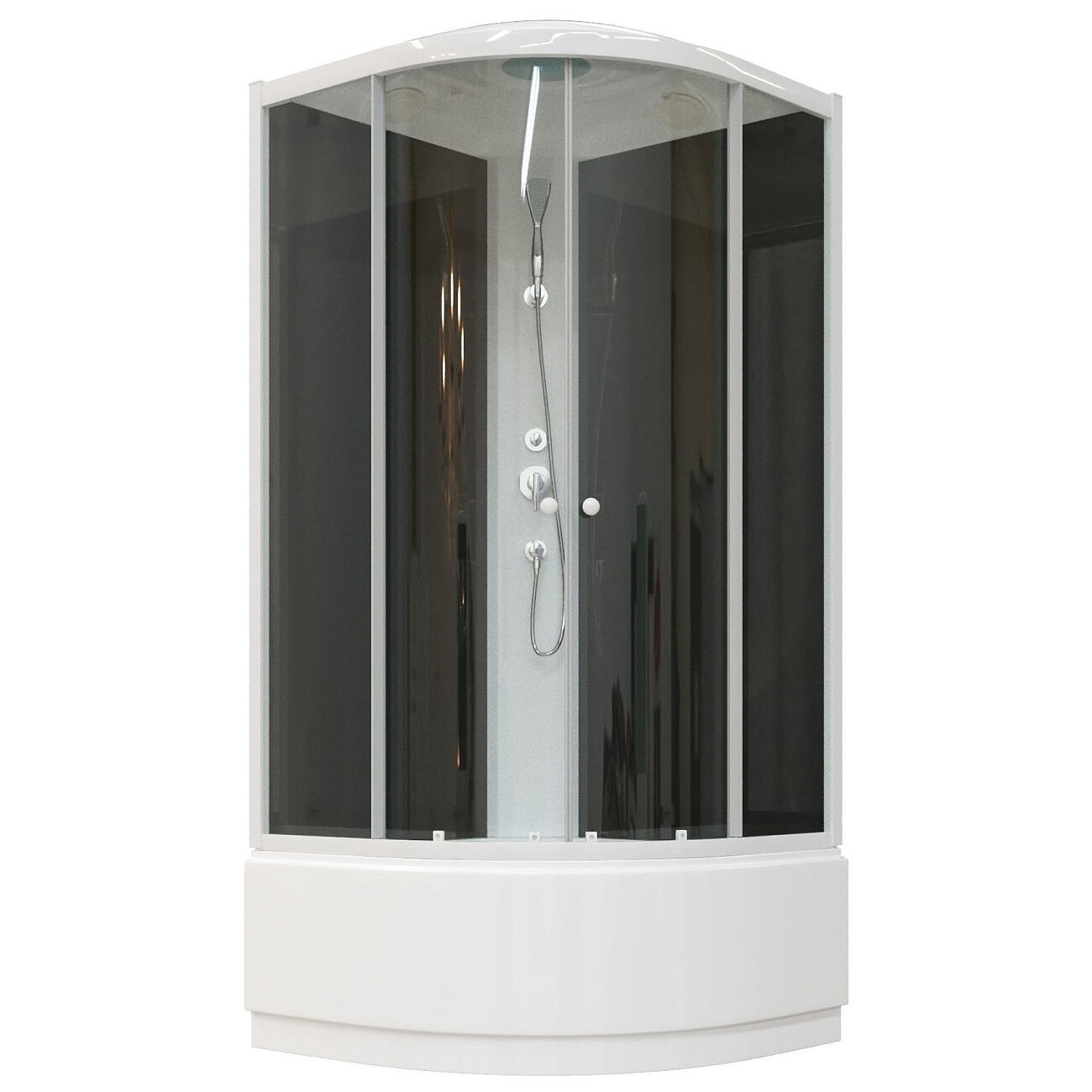 Душевая кабина четверть круга с высоким поддоном 100х100 см белая, черная Parly EC1021 - изображение 2