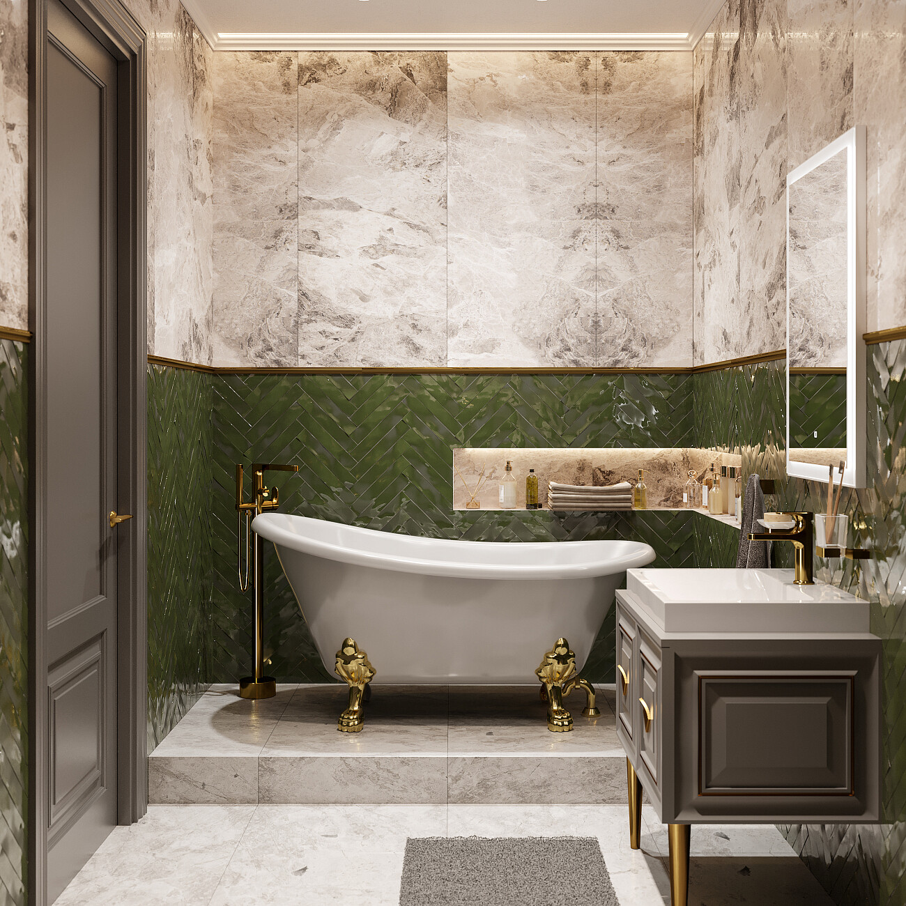 Ванна акриловая на ножках 75х160 см белая, золото Artemis Ottovia 1.05.407.006.01.3.28 - изображение 4