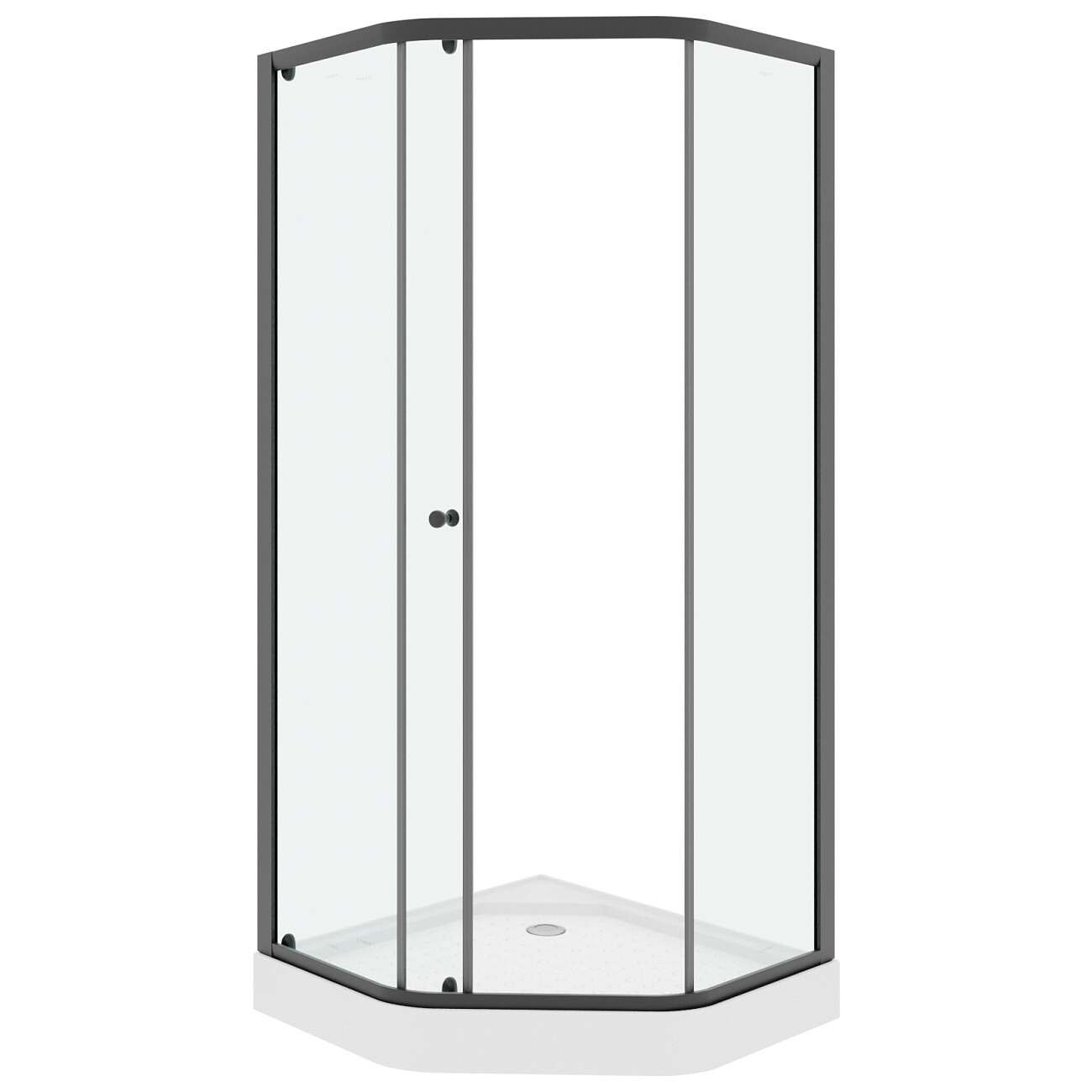 Душевой уголок пятиугольный с низким поддоном 90х90 см черный Parly ZEP91B - изображение 3
