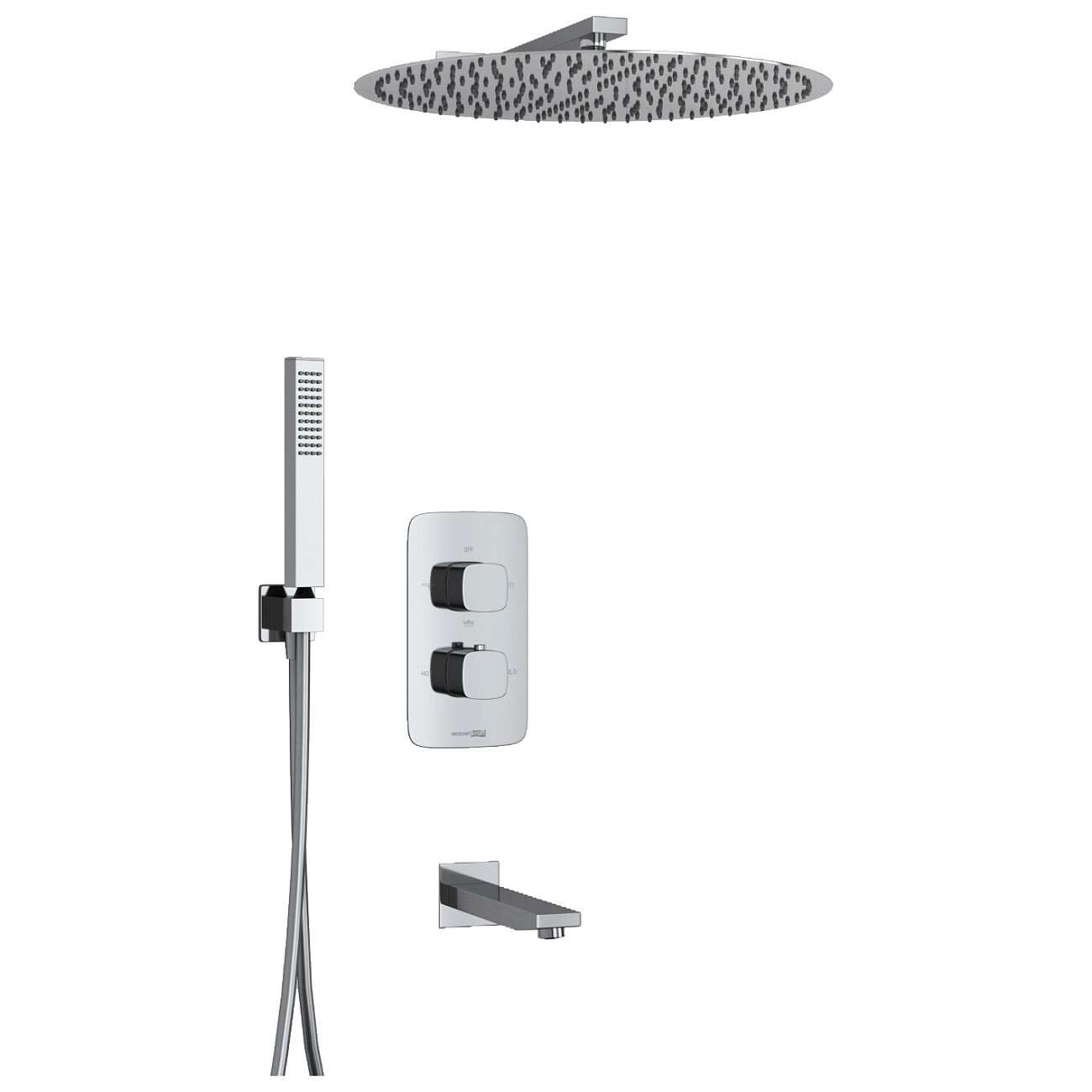 Душевой комплект встраиваемый с верхним душем, лейкой и изливом хром Wasserkraft A178644 Thermo - изображение 3