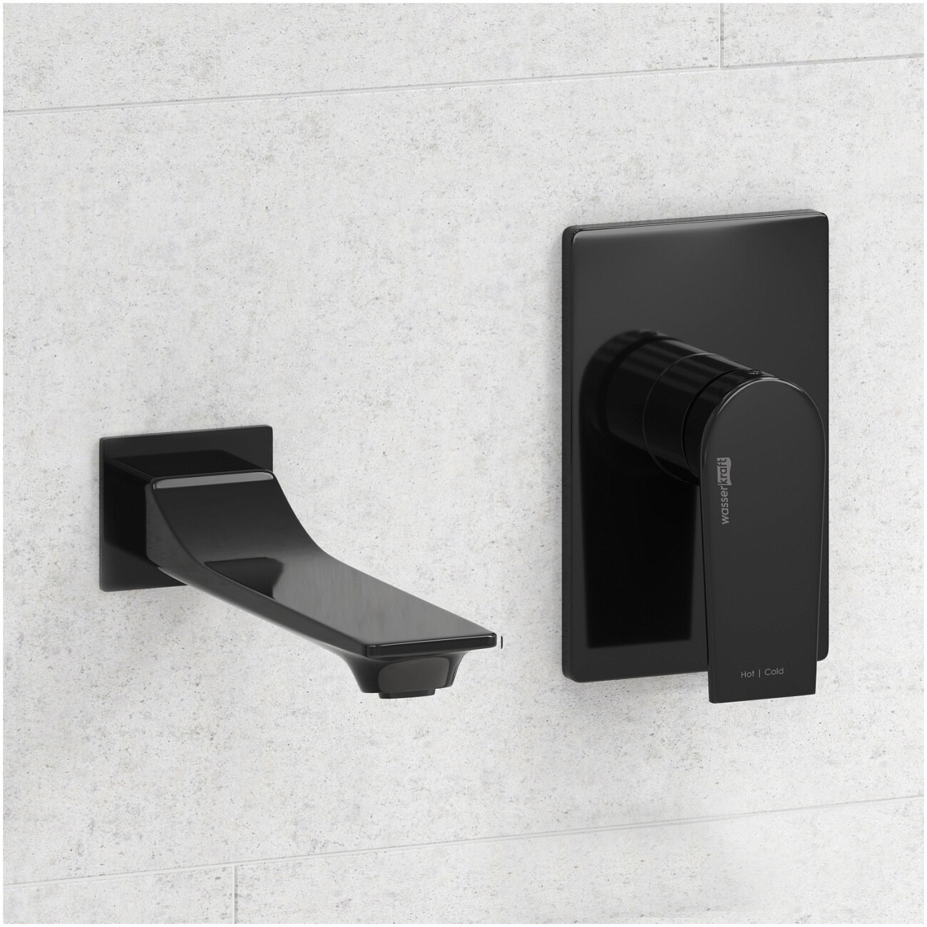 Смеситель встраиваемый для раковины с изливом черный глянец Wasserkraft A66553 - изображение 2