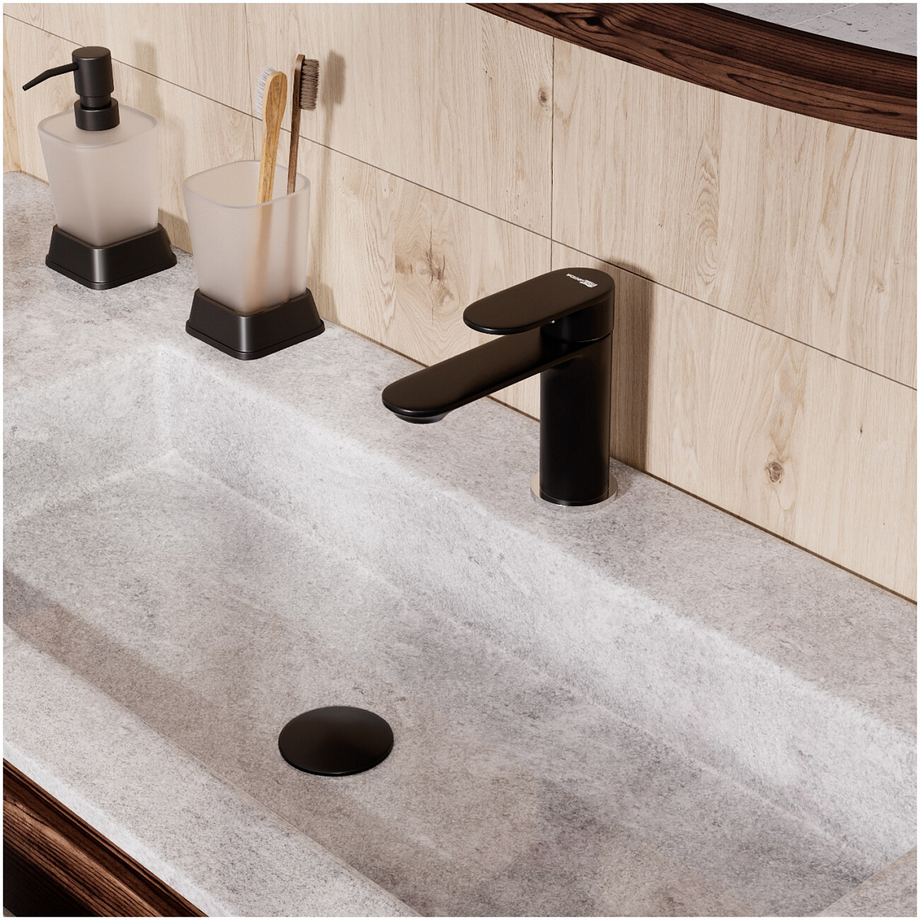 Смеситель для раковины из латуни черный Wasserkraft 7403 - изображение 2