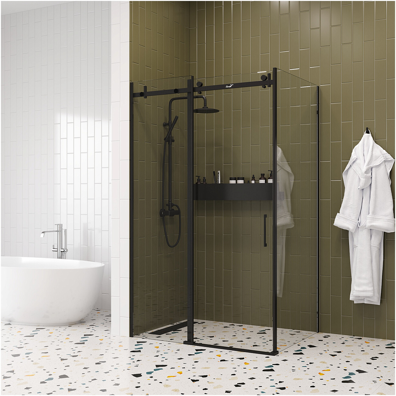 Душевой уголок прямоугольный 90x120 см черный Cerutti SPA Ceza's 120B - изображение 4