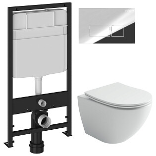 Унитаз Ceramicanova Metropol CN4002T с инсталляцией Ewrika ProLT 0026-2020, с кнопкой хром 0041