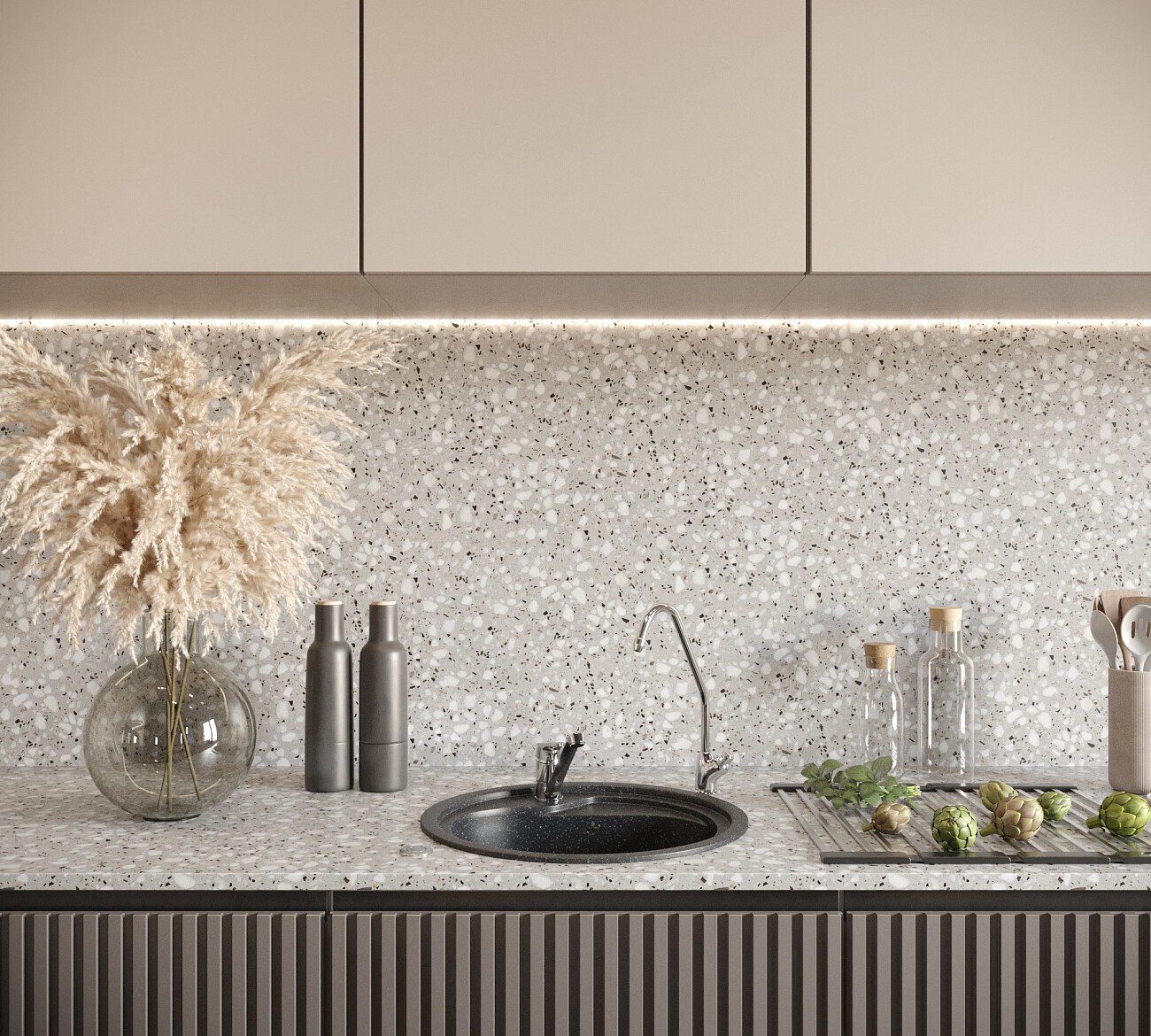 Мойка кухонная из искусственного мрамора круглая 44,5 см черная Domaci "Бьелла" DMC-04 - изображение 4