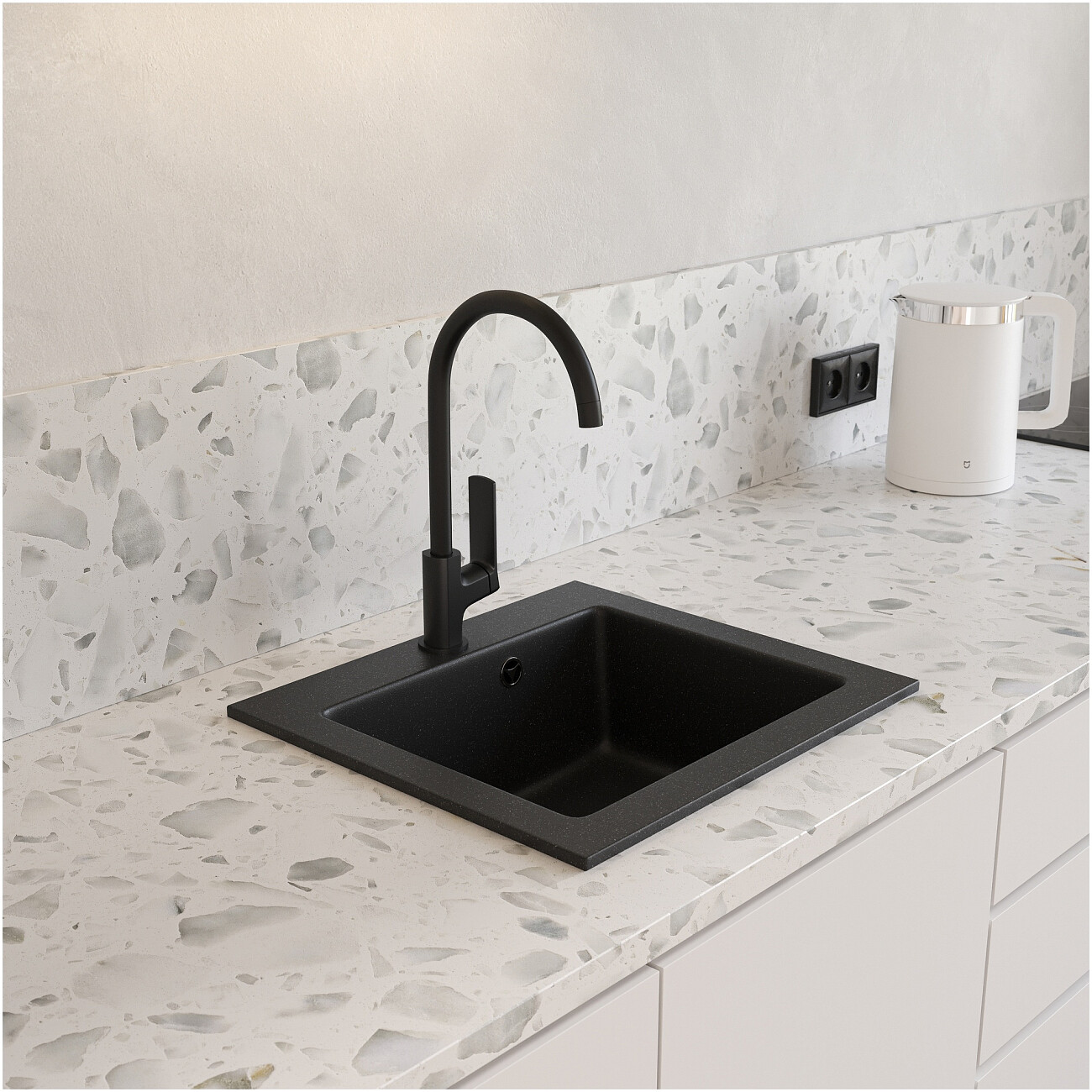 Мойка кухонная из искусственного гранита черная Domaci "Верона" 48-44 черная - изображение 3