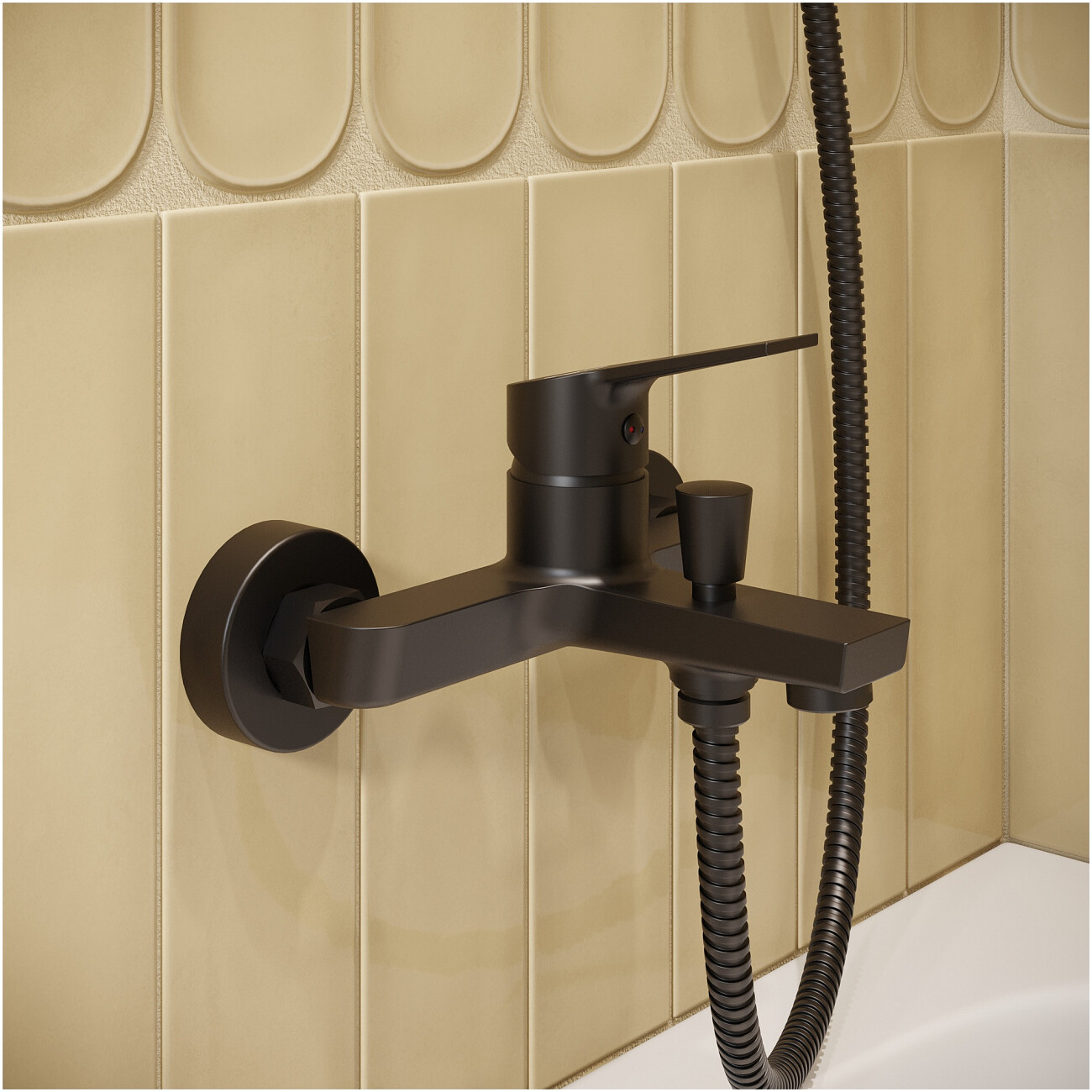 Смеситель для ванны с душем настенный черный Stworki "Кронборг" S28100BK - изображение 5