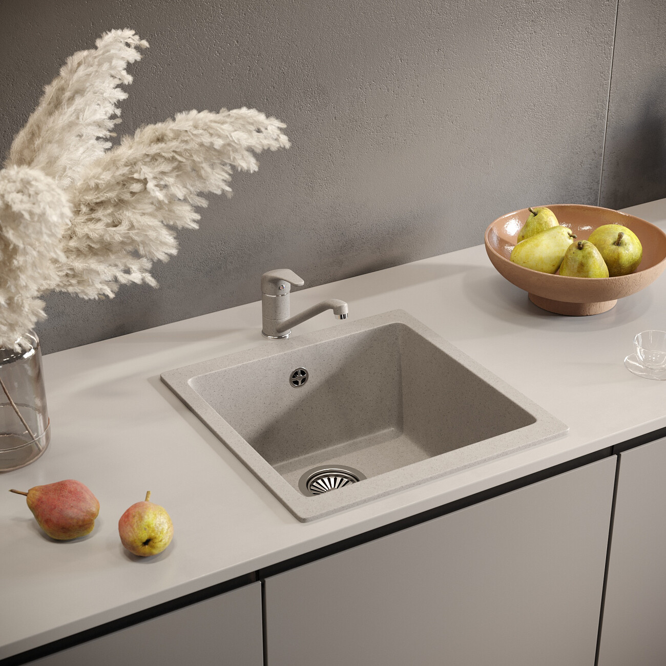 Мойка кухонная 45х46 см барит Domaci "Солерно" DMQ-1455.Р - изображение 5