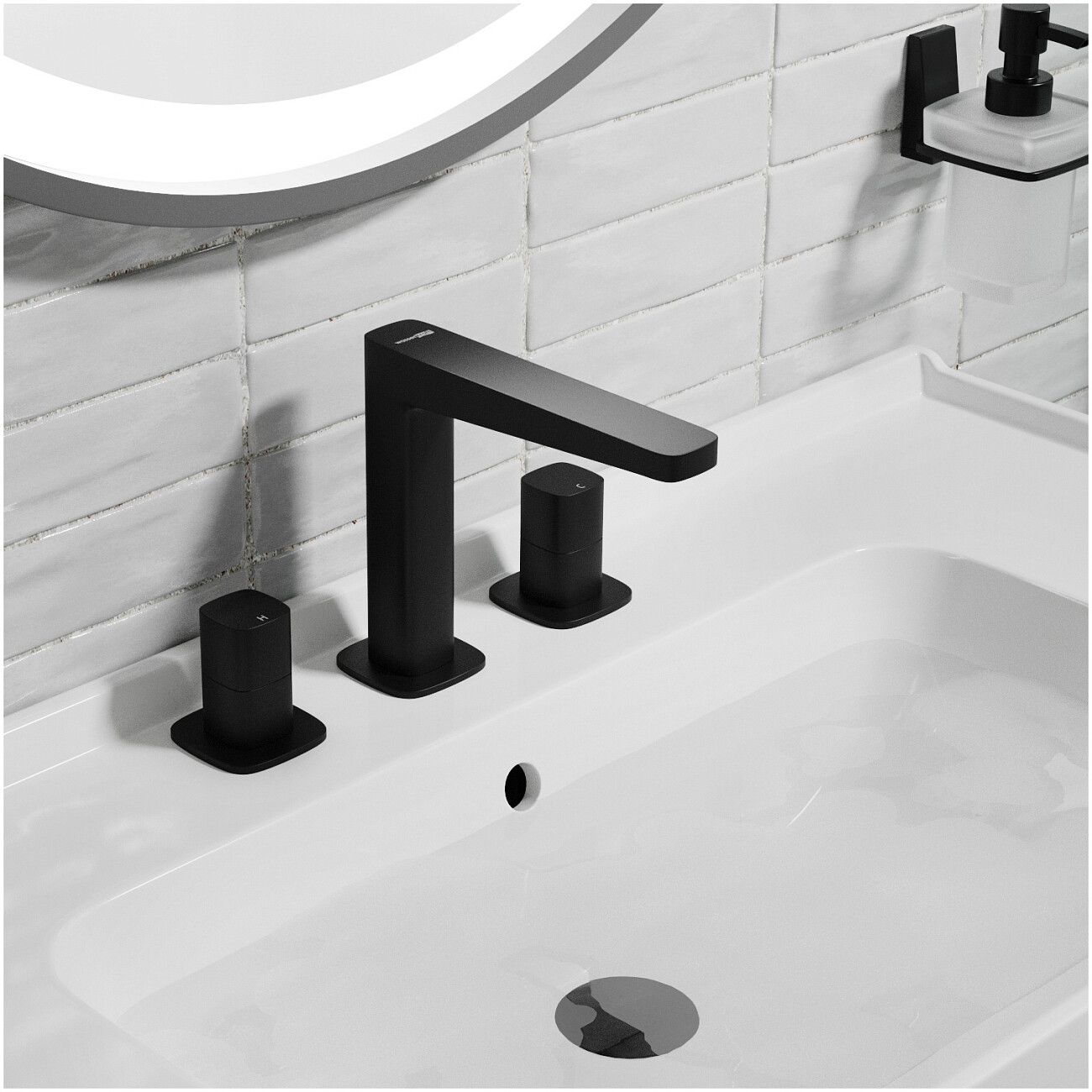 Смеситель для раковины встраиваемый из латуни черный Wasserkraft 9135 - изображение 2