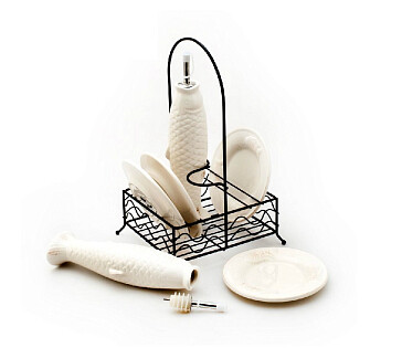 Столовый набор Small Fish: емкость для масла, емкость для уксуса, 4 тарелки