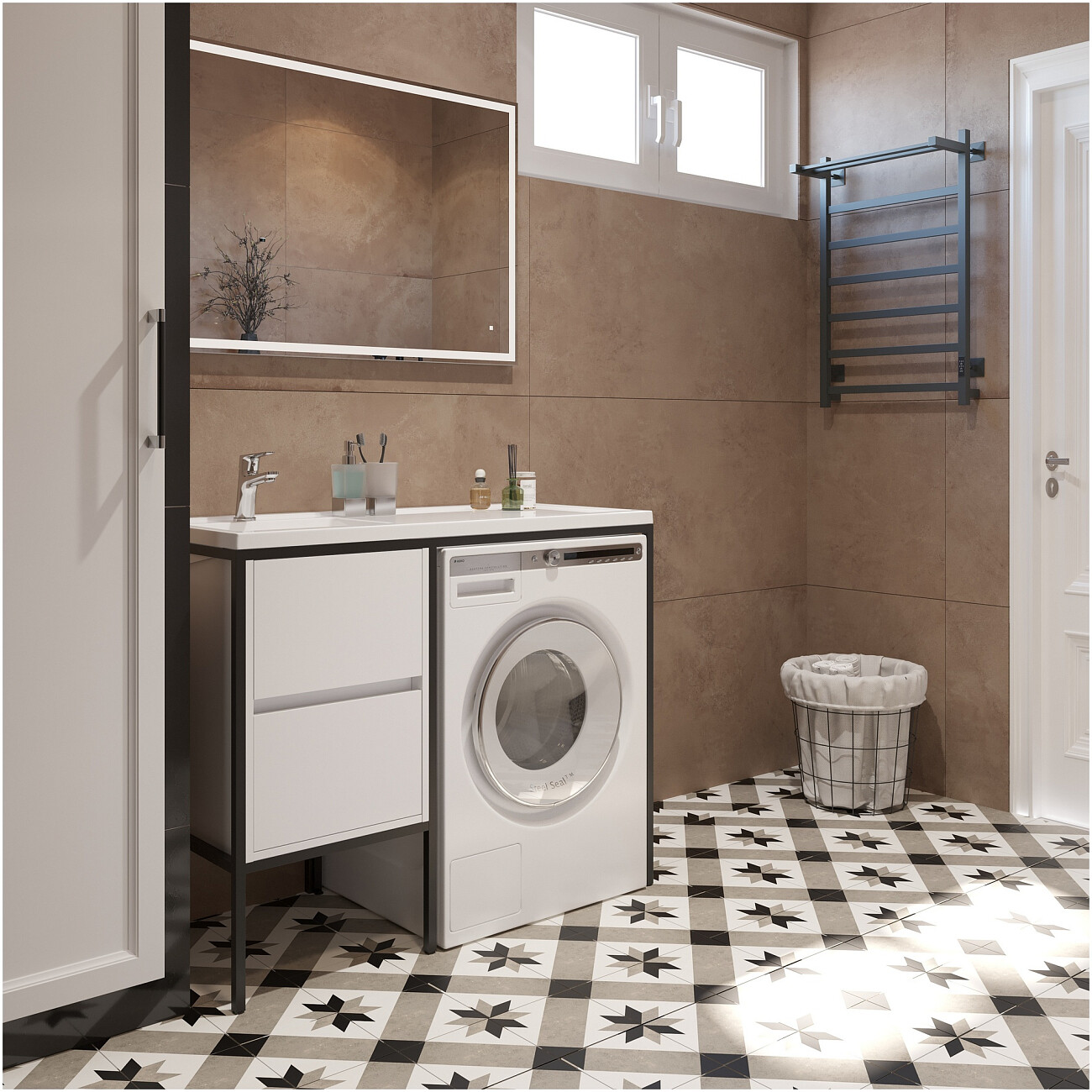 Полотенцесушитель электрический 80х50 см с полкой графит Ewrika "Пенелопа КВ7" - изображение 10