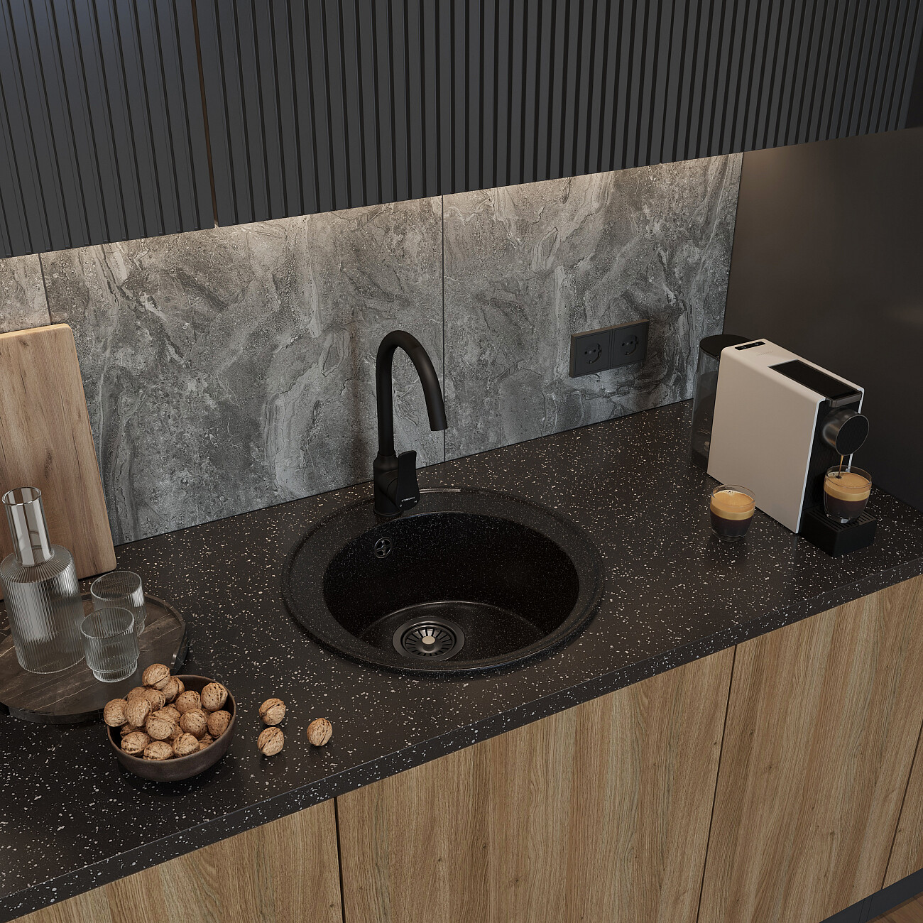 Мойка кухонная черная Domaci "Палермо" PR-475-004 - изображение 9