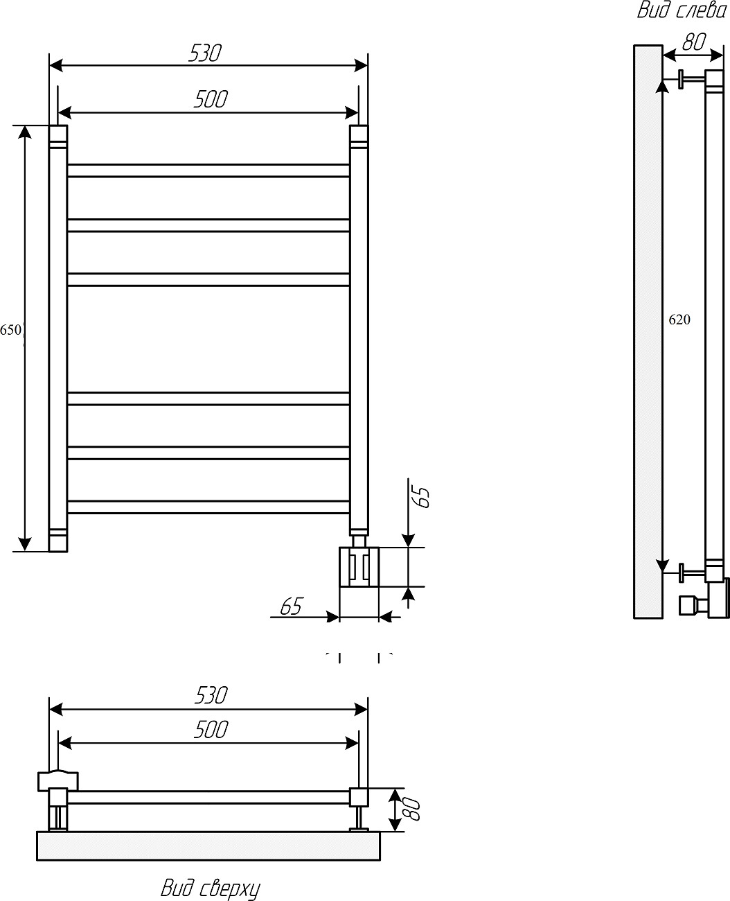 Полотенцесушитель электрический 60х50 см черный Ewrika "Деметра" LP R 4656759179878 - изображение 2