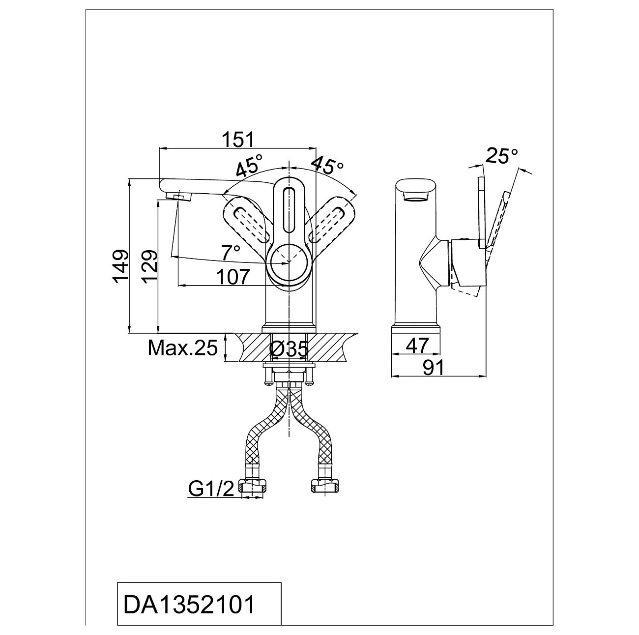 Смеситель для раковины однорычажный хром D&K Rhein Paulinus DA1352101 - изображение 2