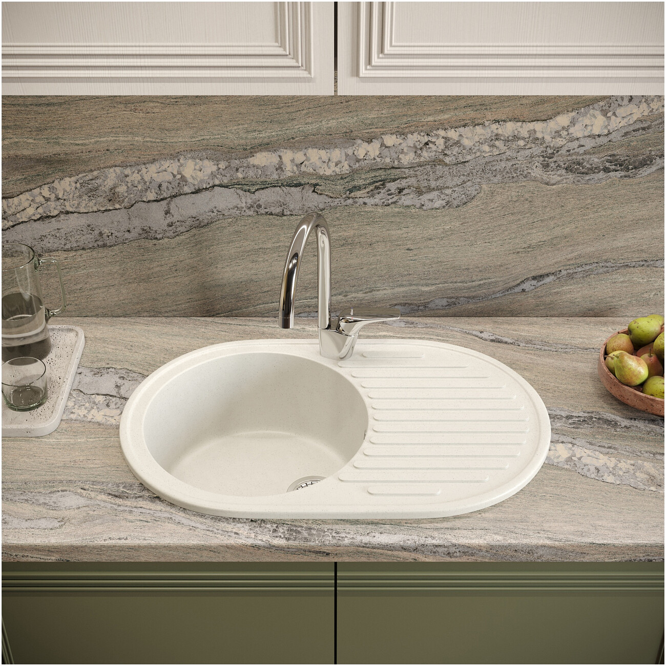 Мойка кухонная белая Domaci "Болонья" М-11-001 - изображение 7