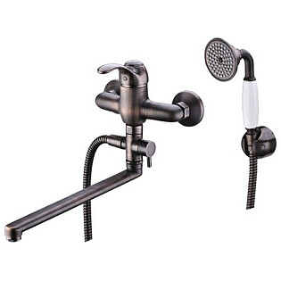 Душевой комплект с лейкой и длинным изливом темная бронза Wasserkraft Isar 1302L