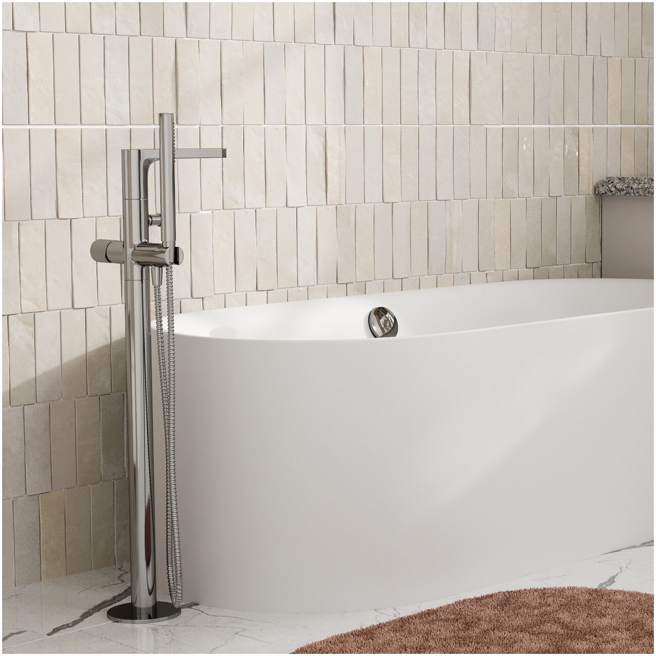 Смеситель для ванны напольный из латуни хром Wasserkraft 4621 - изображение 2