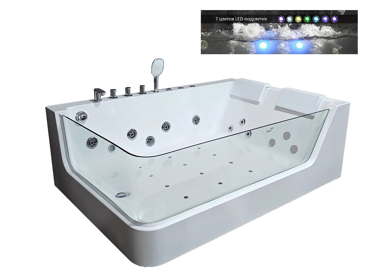 Ванна акриловая 170х120 см гидромассажная  угловая правая белая Ceruttispa C-495R - изображение 6