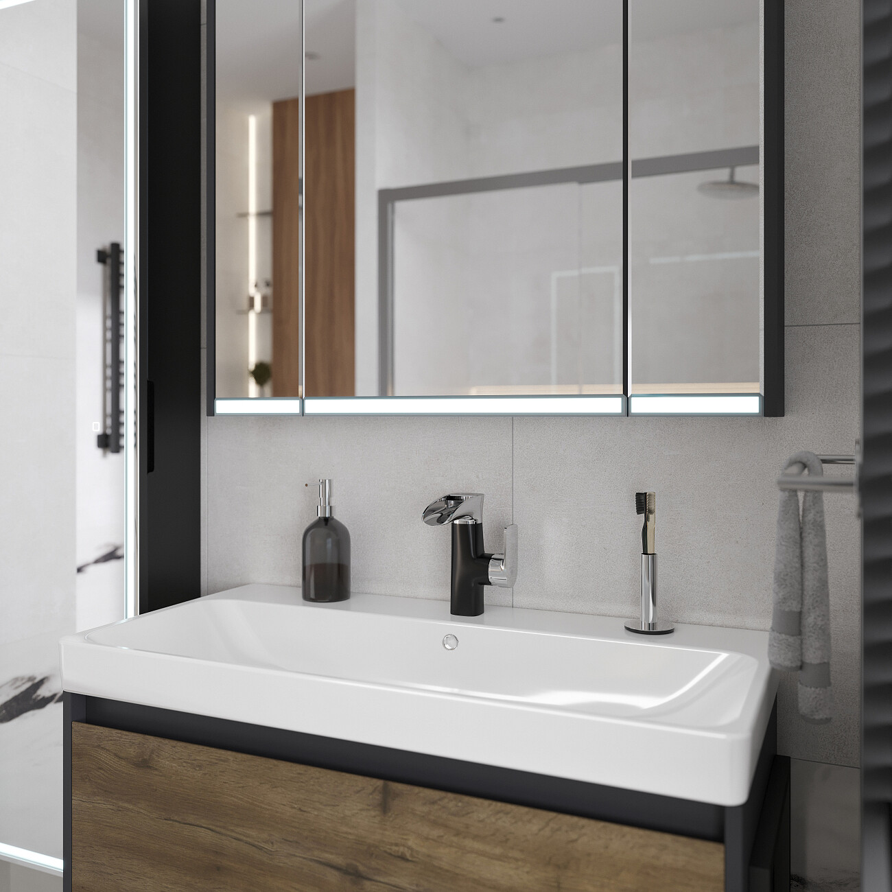 Смеситель для раковины однорычажный черный, хром Diwo "Дмитров" DM-01b - изображение 4