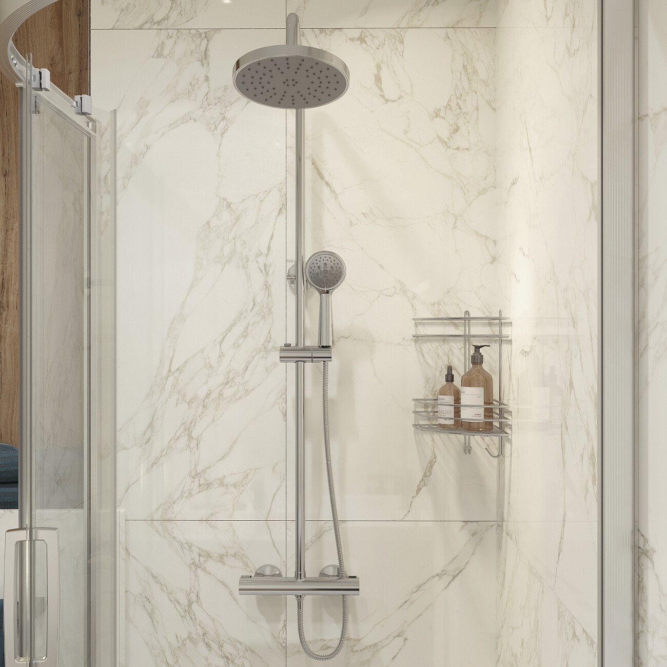 Душевая стойка с верхним душем и термостатом хром Stworki "Эстерсунд" ES-08cr - изображение 2