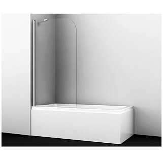 Штора стеклянная на ванну 140х80 см хром Wasserkraft Leine 35P01-80 Fixed