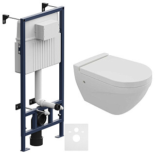 Унитаз подвесной белый Bocchi Taormina 1012-001-0129 с инсталляцией Am.Pm ProC I012707