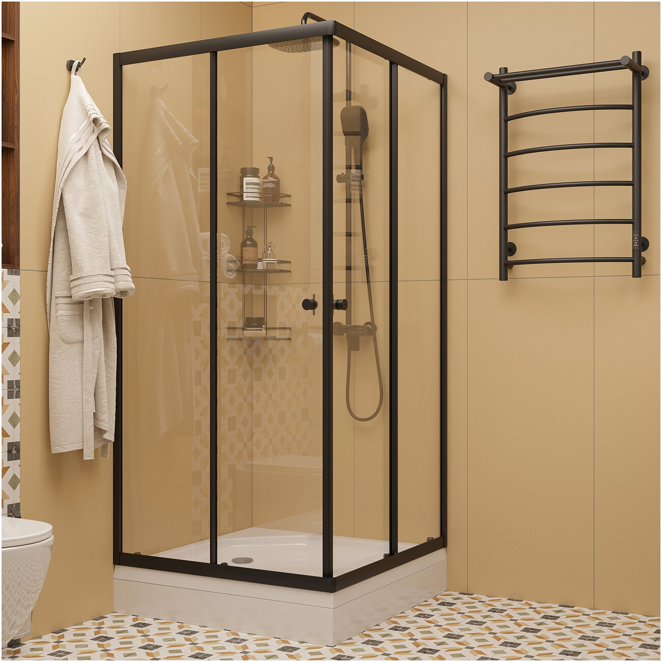 Полотенцесушитель электрический 80х50 см с полкой черный Ewrika "Сафо ПР" - изображение 5