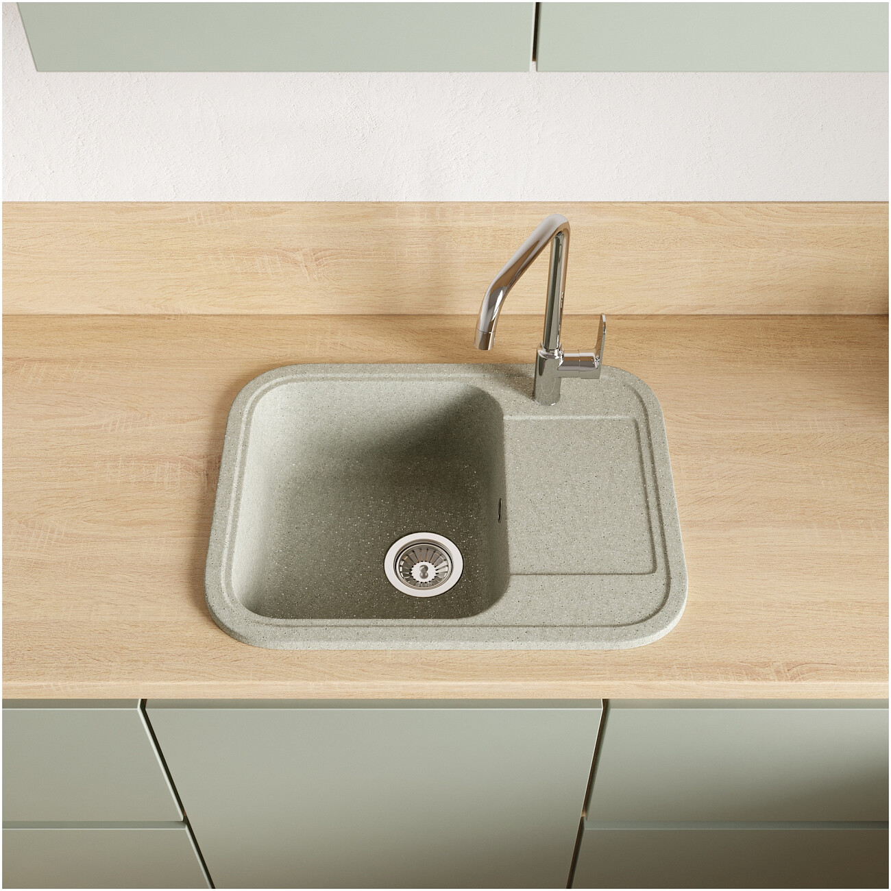 Мойка кухонная из искусственного мрамора серая Domaci "Парма" 61-47-251 - изображение 4