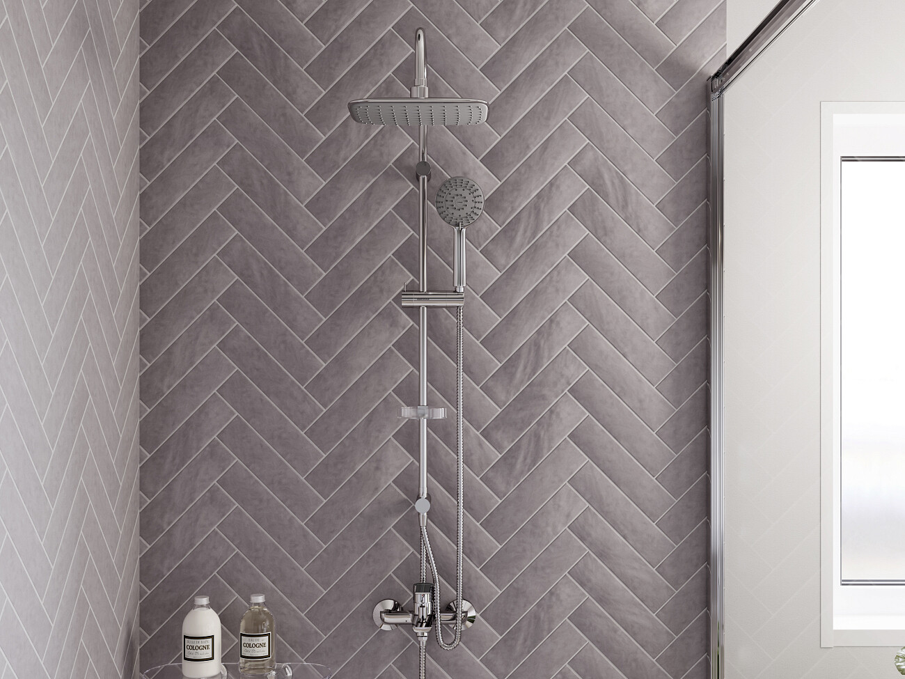 Душевая стойка с верхним душем и мыльницей хром Stworki "Дублин" HFDB97000 - изображение 6