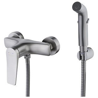 Смеситель настенный с гигиеническим душем хром Lemark Bronx LM3718GM