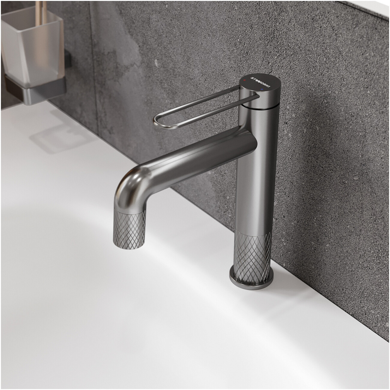 Смеситель для раковины однорычажный вороненая сталь Stworki "Левангер" S07010GB - изображение 5