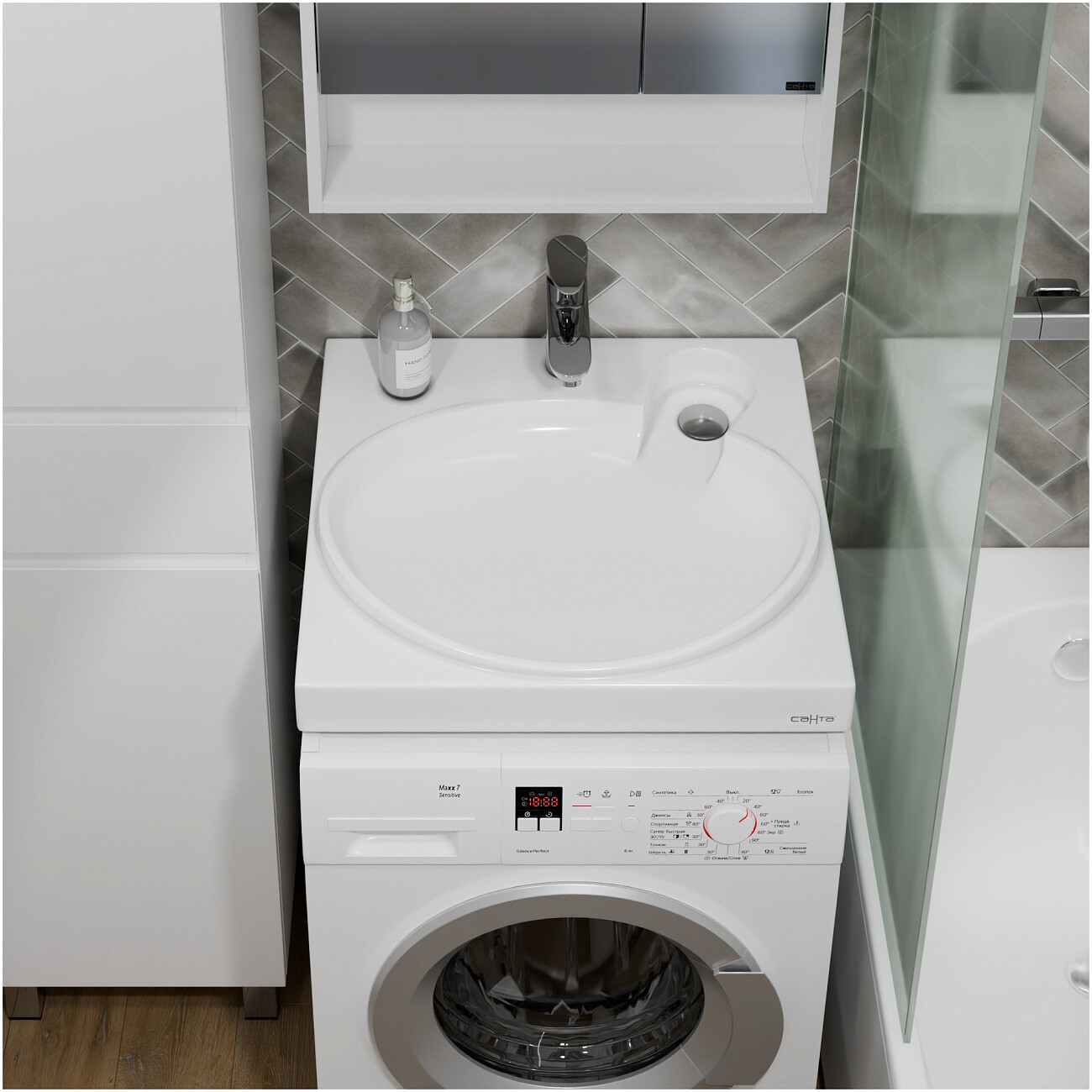 Раковина над стиральной машиной 55х60 см белая "Сатурн" 900126 - изображение 3