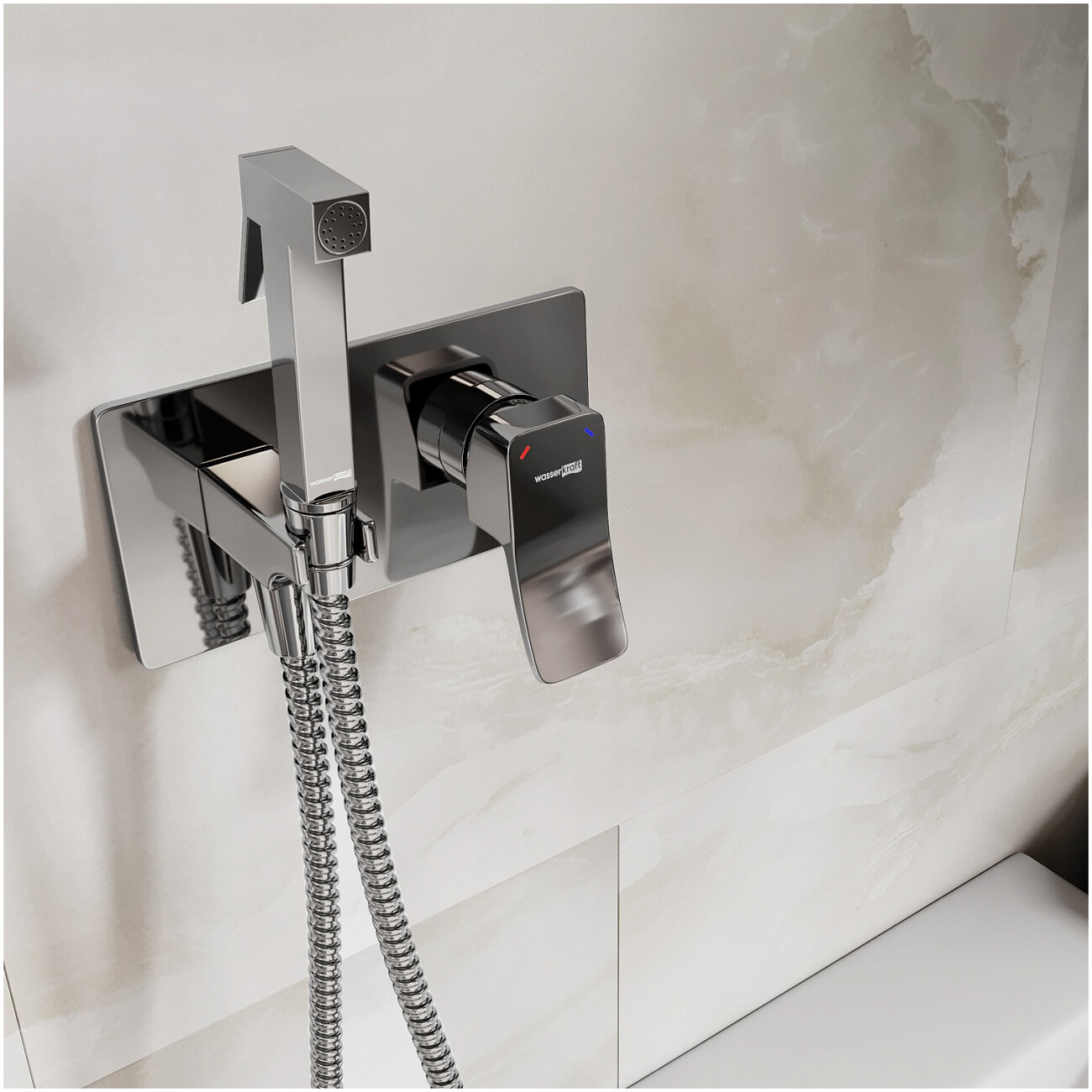 Гигиенический душ с встраиваемым смесителем хром Wasserkraft Aller 10638 - изображение 4