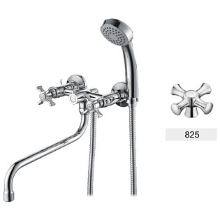 Смеситель для ванны с душевой лейкой и длинным круглым изливом хром D-Lin D143825