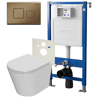 Унитаз PN41061 с инсталляцией PN45120 и клавишей смыва PN44041BB Point &quot;Виктория. Афина&quot;