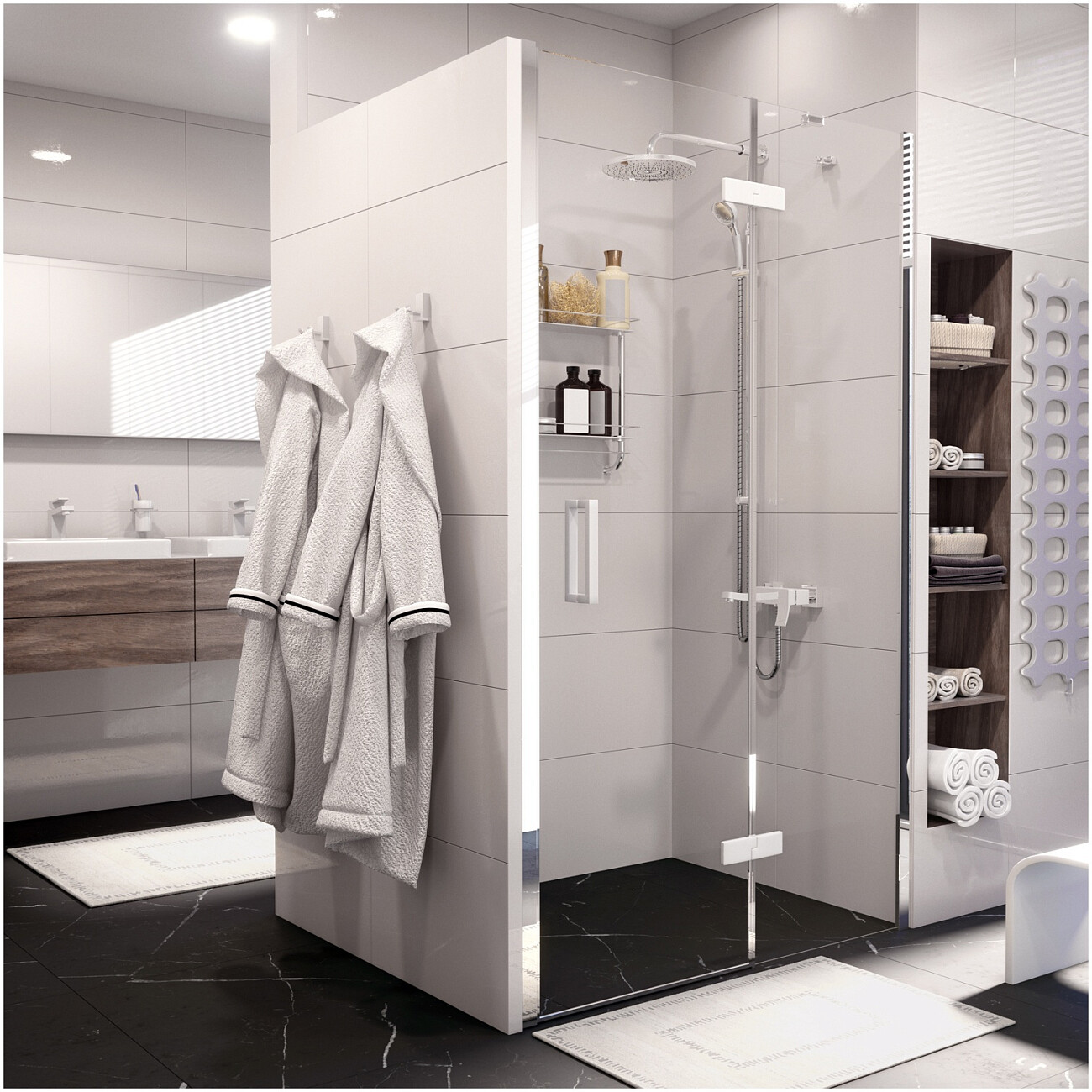 Душевая дверь распашная 120х200 см прозрачная, белая, хром Wasserkraft Aller 10H05RWHITE - изображение 2