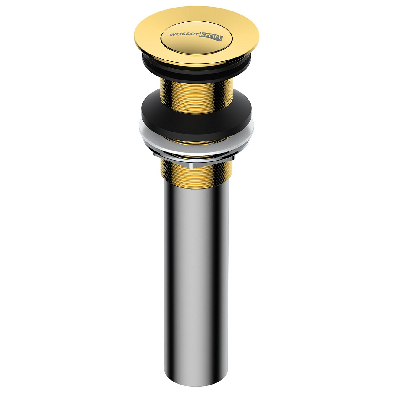 Донный клапан для раковины клик-клак круглый глянцевое золото Wasserkraft A253 - изображение 2