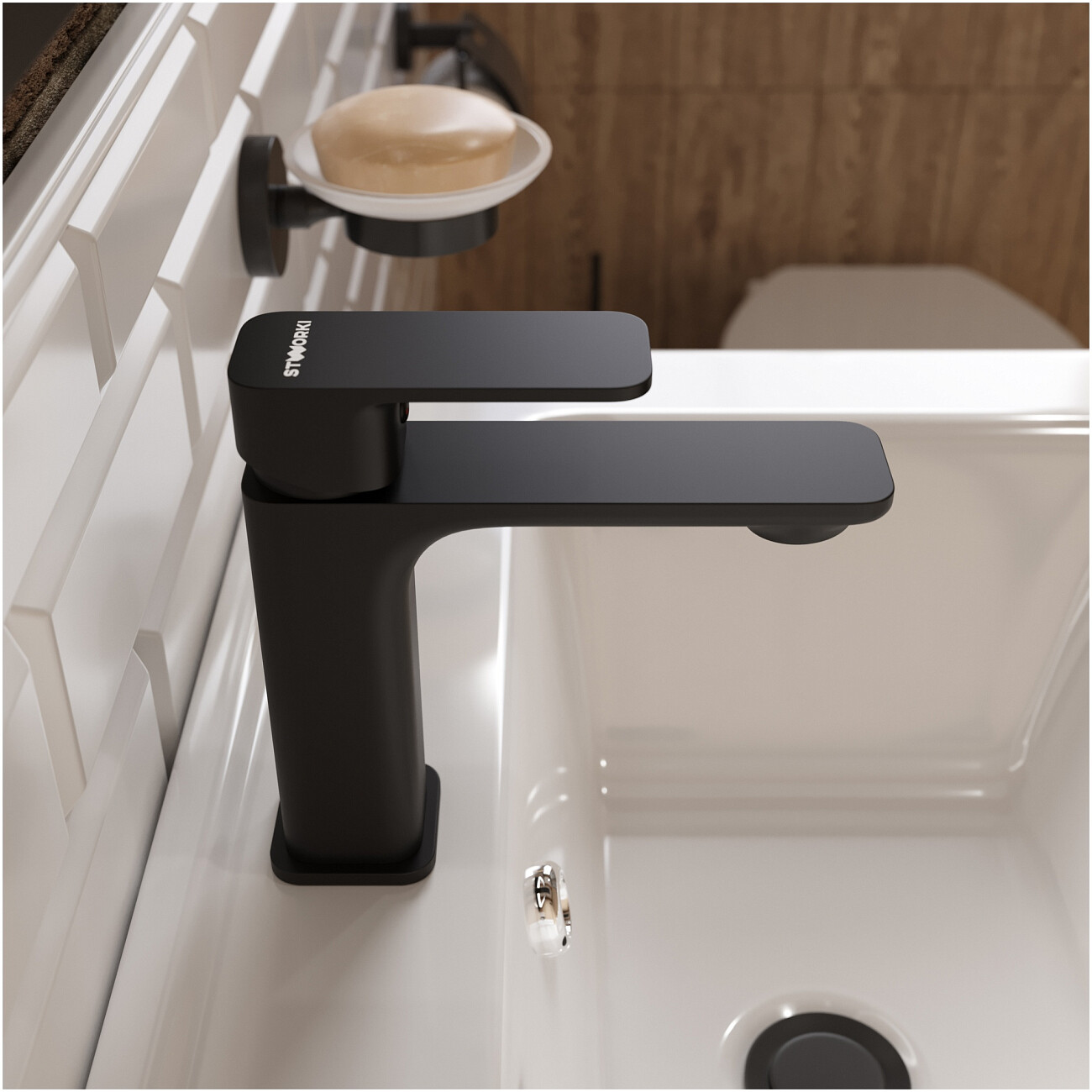 Смеситель для раковины однорычажный черный Stworki "Мосс" S43010BK - изображение 7